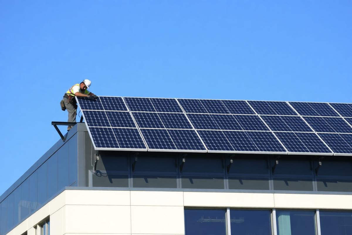 Solar panels installed on a commercial building