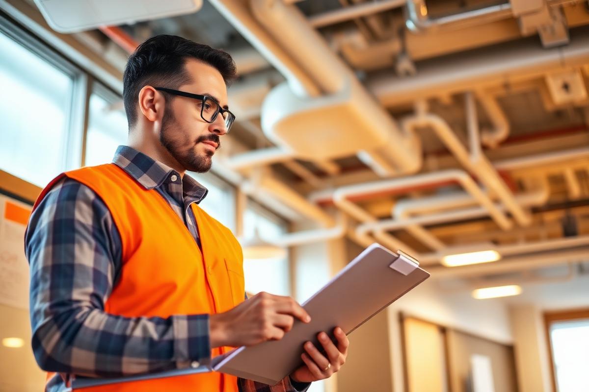 Consultant inspecting a commercial HVAC system